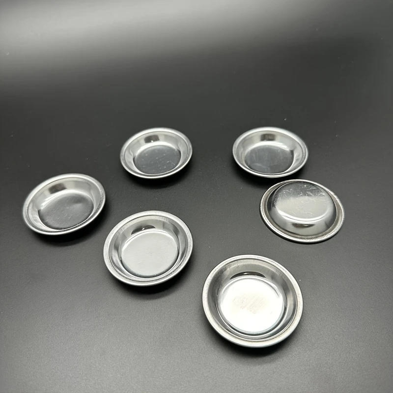 12pcs Pour Mouth Palette Stainless Steel Small Round Paint Tray Artist Watercolours Paint Mixing Palette Tray For Artist