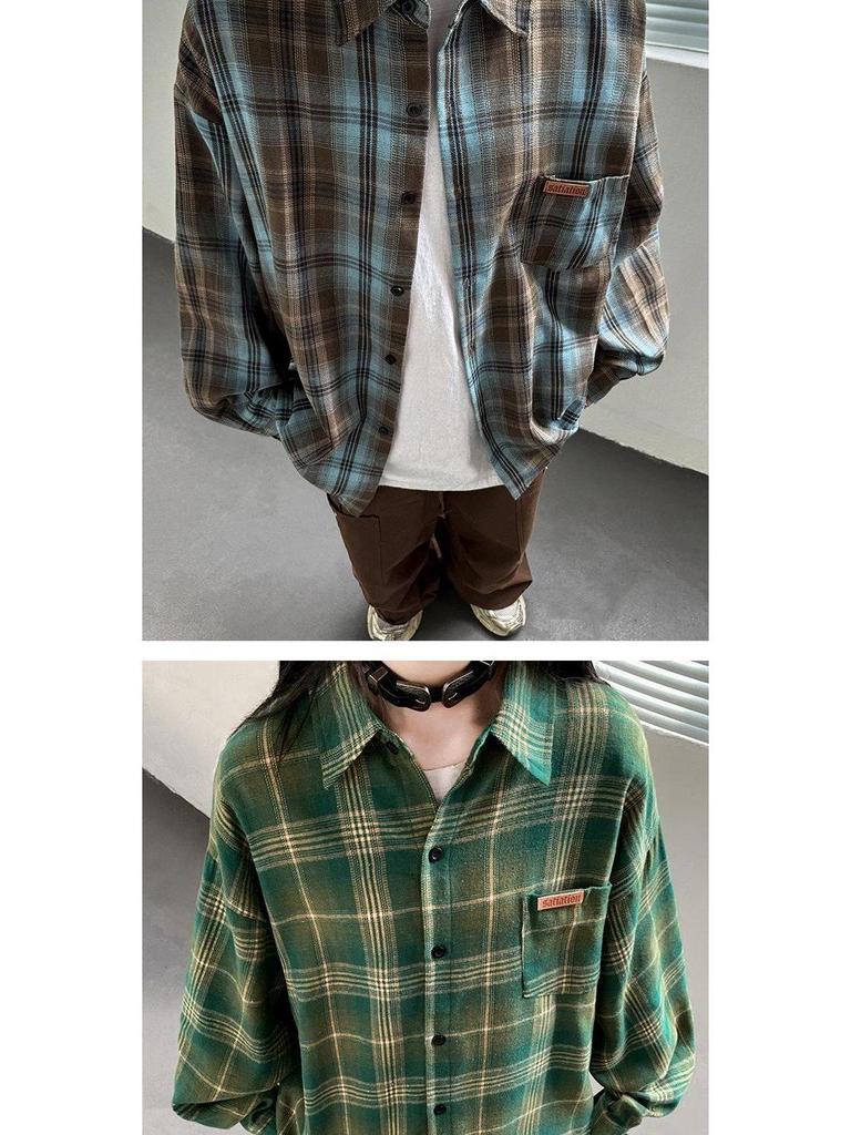Women's Plaid Long Sleeve Shirt - Casual, Loose-Fit Top for Autumn and Spring