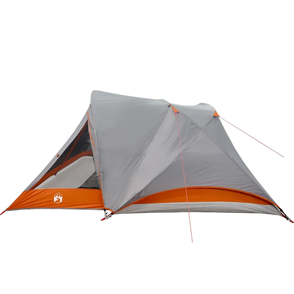 4 Person Camping Tent Grey and Orange Waterproof