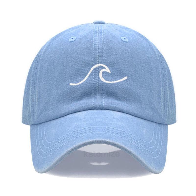 Men'S Baseball Cap Women'S Washed Cotton Waves Embroidery Embroidery Dad Hat Sport Golf Caps For Man Sun Hats Dropshipping