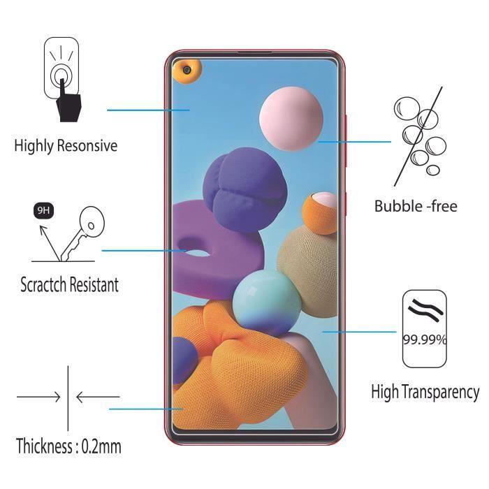 Film de protection - VCOMP - Samsung Galaxy A21S - Verre Trempé - Pack de 3 - Résistant aux rayures