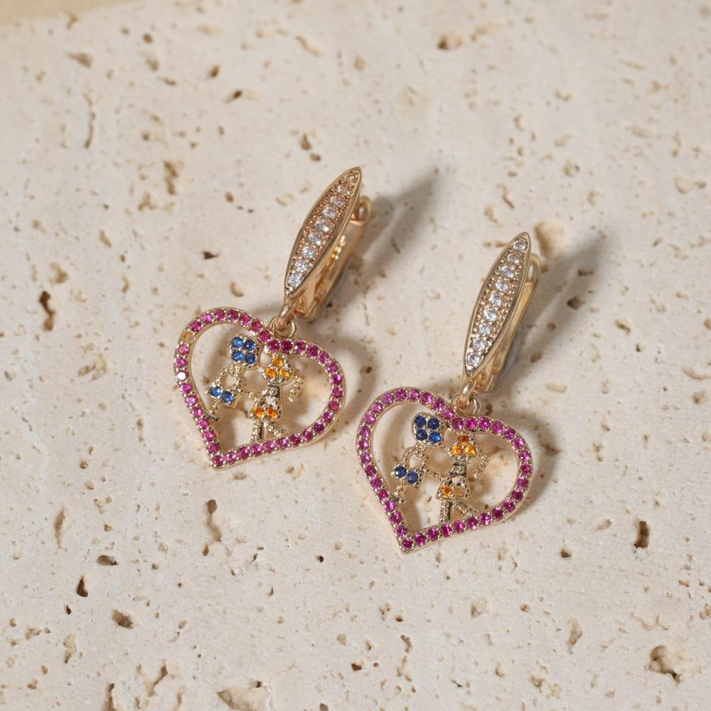 1 Paar Mode Herzform Hängeohrringe für Damen Zirkonia Ohrring Schmuck Hochzeitsparty Zubehör