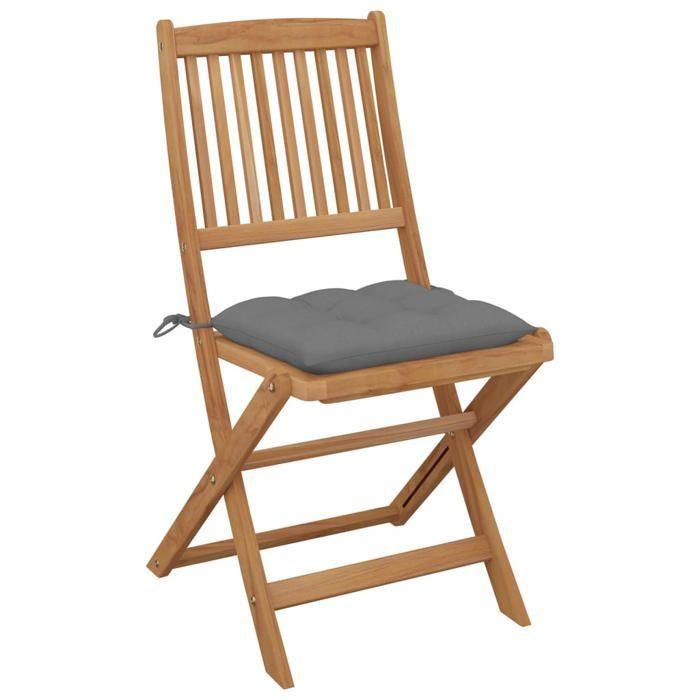 Exclusive House - Folding Outdoor Chairs and Cushions Set of 8 Acacia Wood