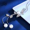 Necklace Faux Pearl Tassel Leaves Pendant Exquisite Beautiful Accessories Sweater Chain Jewelry Gift for Women