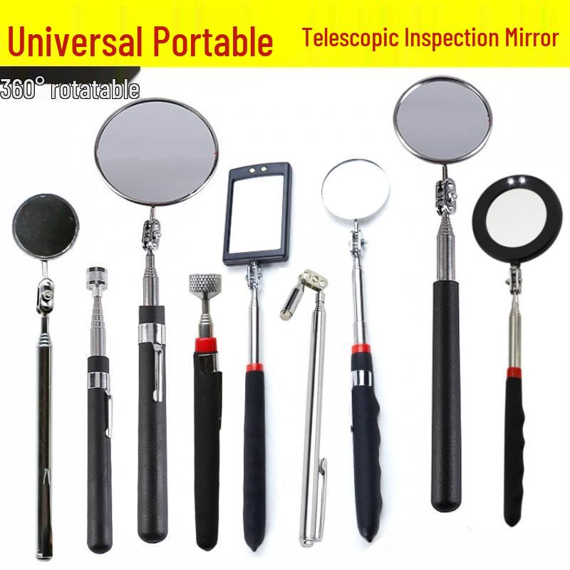 Universal Telescopic Reflective Mirror with Light – Small & Large for Car Repair, Shipyard, & Welding Inspection