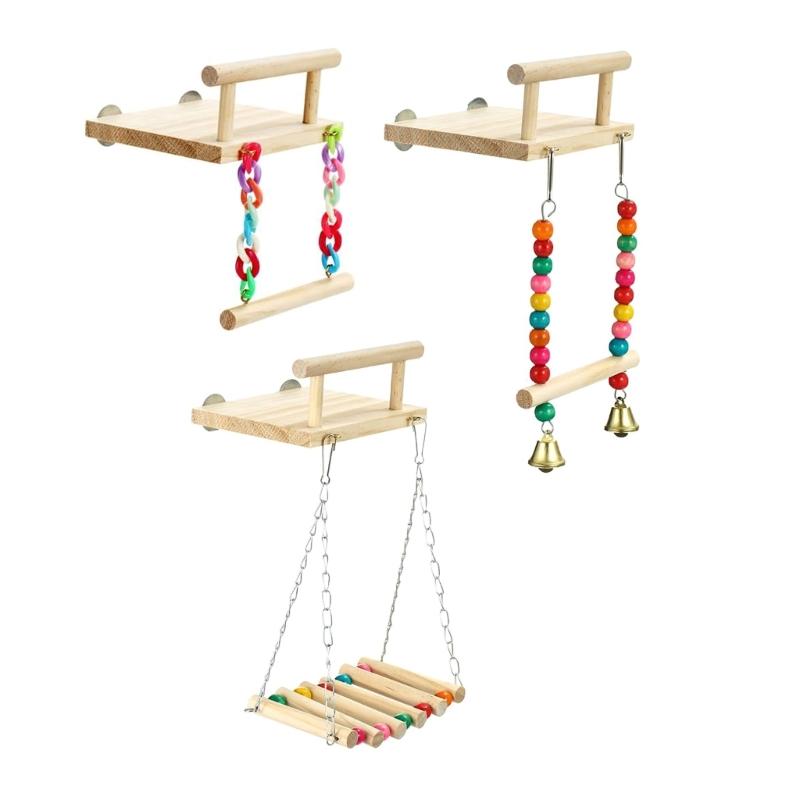 E15D Parrots Perch Stand Bird Hammock Cage Swing Chewing Rack Toy Stand Playstand