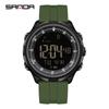 SANDA 9065 Fashion Men's Electronic Watch Simple Night Light Calendar Alarm Clock Waterproof and Shockproof Men's Digital Watch