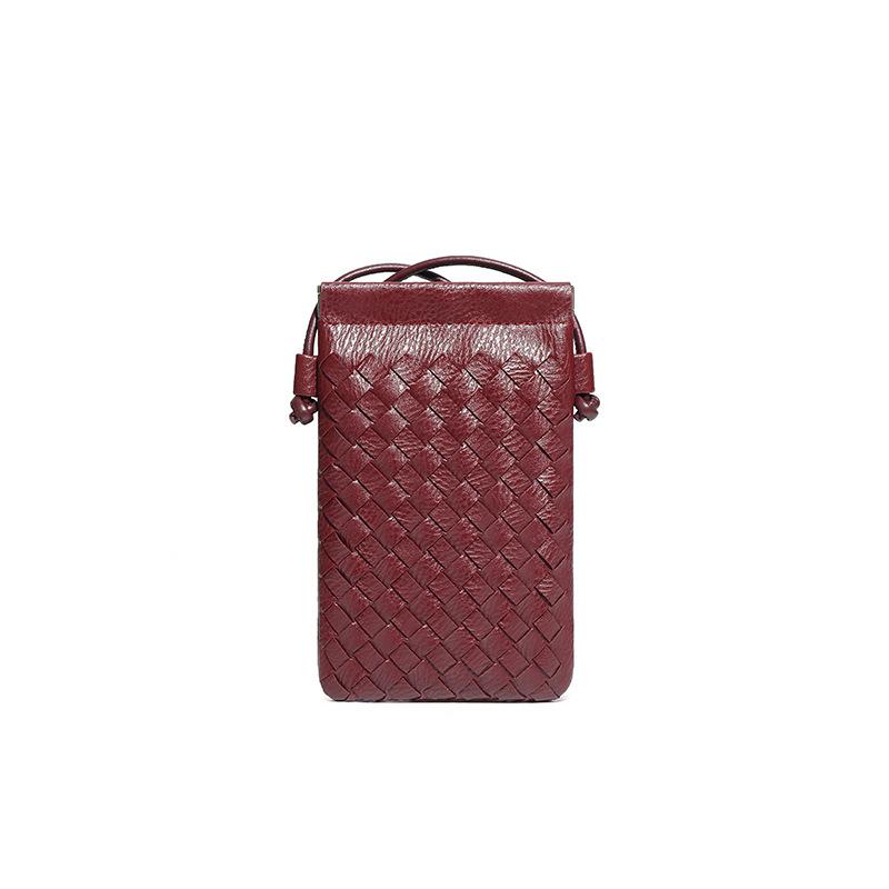 Vertical Mobile Phone Small Square Bag, Fashionable Hand-woven Bag, Mini and Cute Solid Color Single-shoulder Crossbody Bag