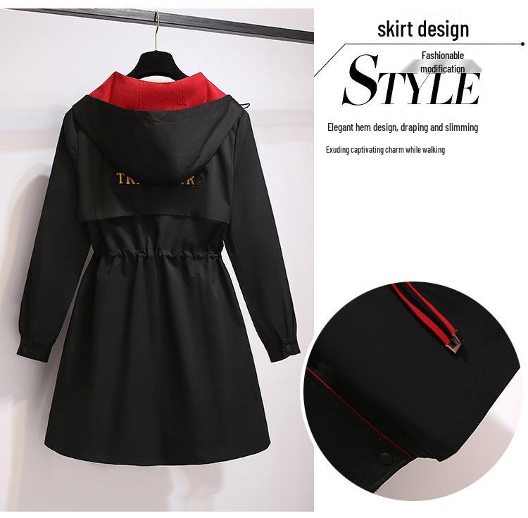 Dámsky dlhý trenčkot s kapucňou nadmernej veľkosti - Kórejský štýl 2024, Jesenný ležérny, Zoštíhľujúci, Všestranný vrchný odev