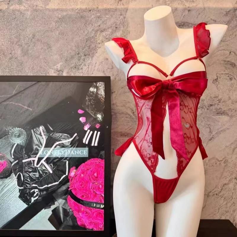 Sexy lingerie lace seduction pajamas sexy onesie open crotch free suit hot uniform woman