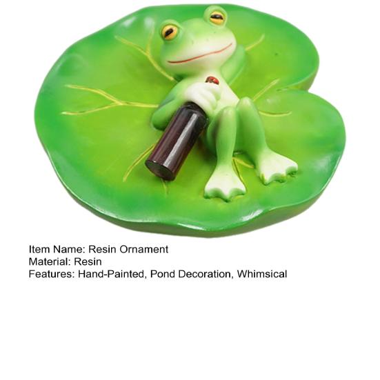 Yousheng Garden Floating Frog Figurine Pond Frog Decoration Resin Drunken Frog Lying On Lily Pad Statue for Aquarium Pond Fish Tank