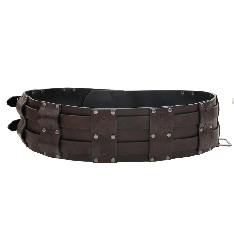 Brown Embossed Belt Medieval Belt Cosplay for Dressing Up Medieval Supplies