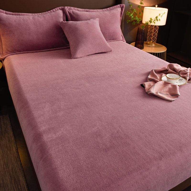 

Velvet Mattress Cover Bed Sheet Pad Protector Winter Warm Soft King Queen Quilted Bed Fitted Sheet 140/150/160/180x200cm Decor Only Pillowcase