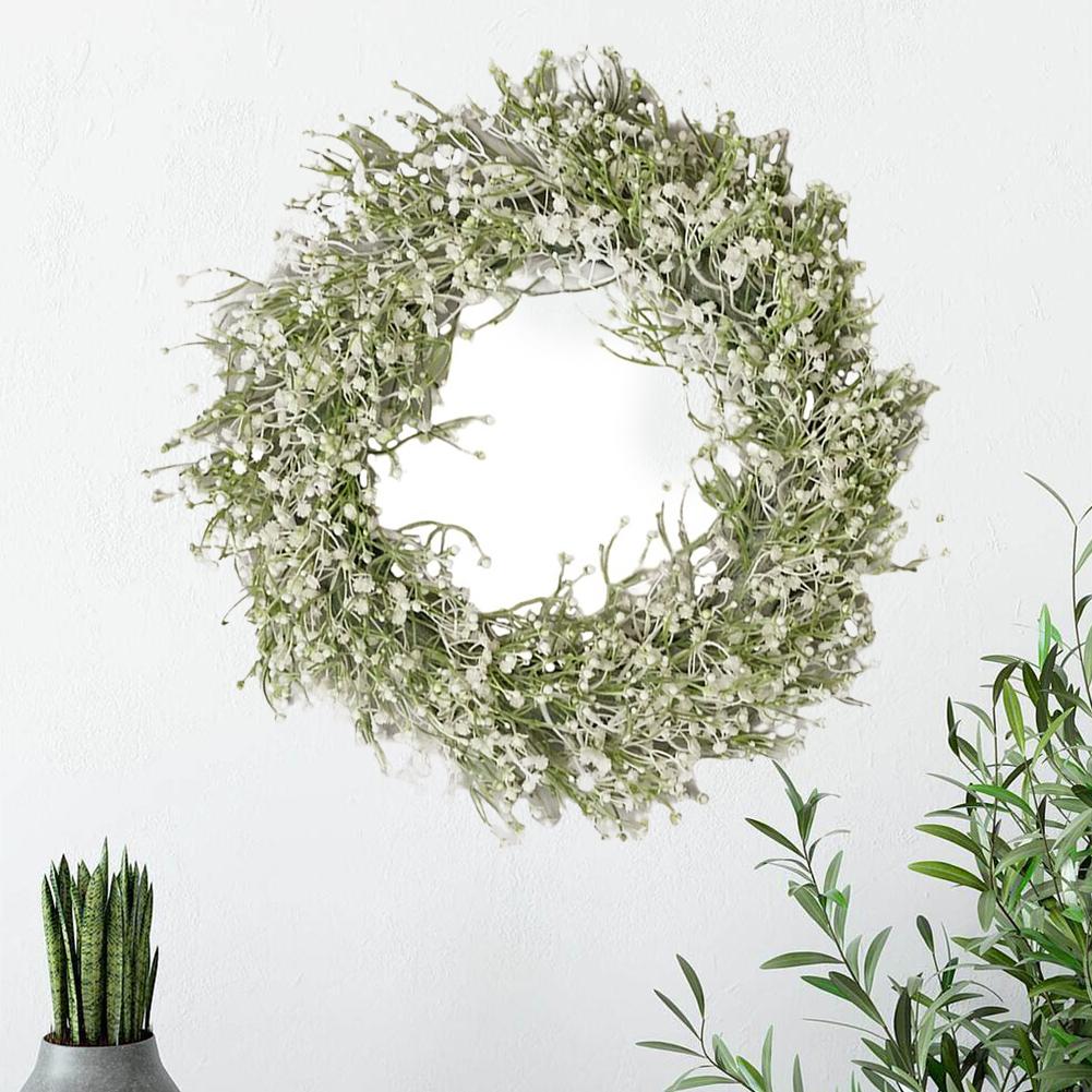 Gypsophila Artificial Plants Wreath DIY Vibrant Decorative Wreath Nostalgia Door Hanging Decor Gift for Wedding Party Home Decor