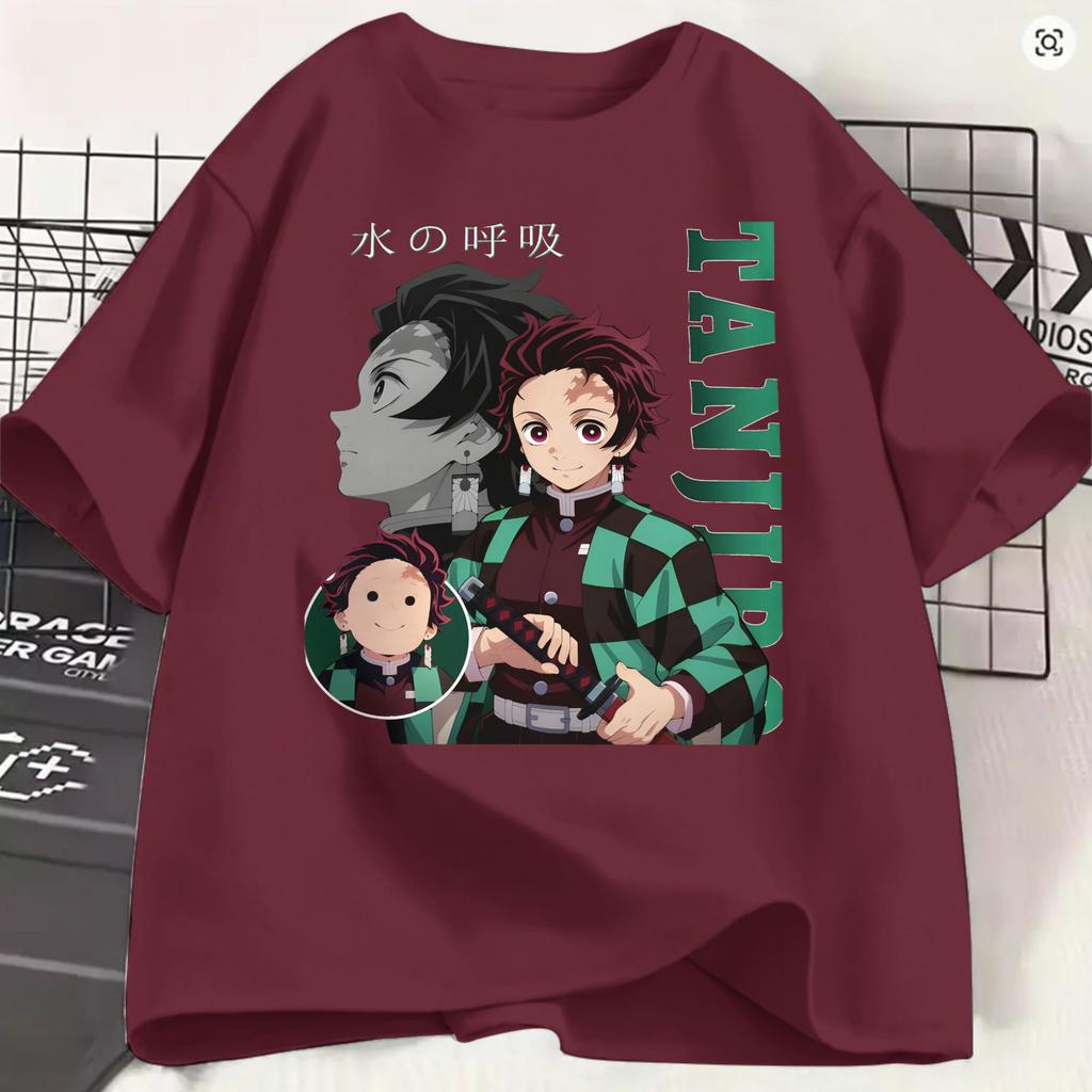 Unisexs Tshirts Kamado Tanjiro Funny 100 Cotton Tees Short Sleeve Demon Slayered T Shirts Crew Neck Tops Adult