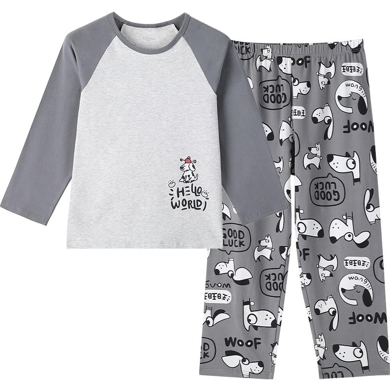 Jiubai Boys  Cotton Blend Thermal Sleepwear Set 130