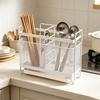Utensil Storage Rack with Divided Compartments Organizer Drainage Holes Design Rack for Kitchen Countertop