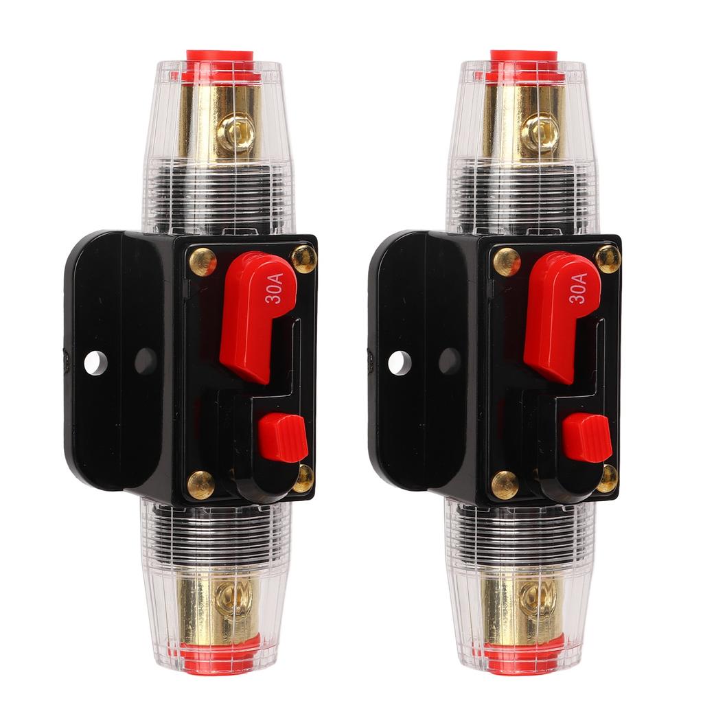 12‑24V Inline Circuit Breaker with Manual Reset Fuse Holder Battery Lugs Heat Shrink Tubes for Car Boat Audio System