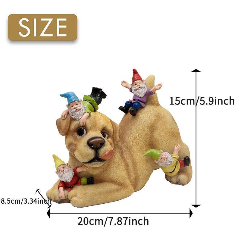Dogs and Gnomes Outdoor Sculptures and Statues Garden Art Outdoor Decoration Lawn Yard Home Decoration