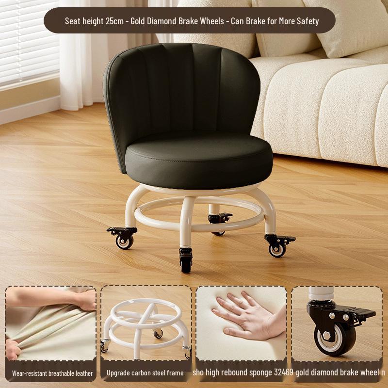 Children's Rotating Stool with Backrest and Silent Wheels