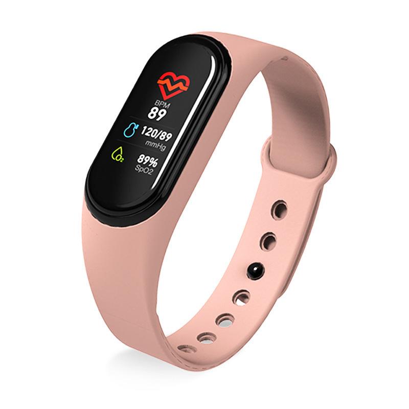 

Watch Fashion Color Screen Heart Rate Blood Pressure Sleep Monitoring Bluetooth Reminder Multifunctional Sports Smart Bracelet рожевий