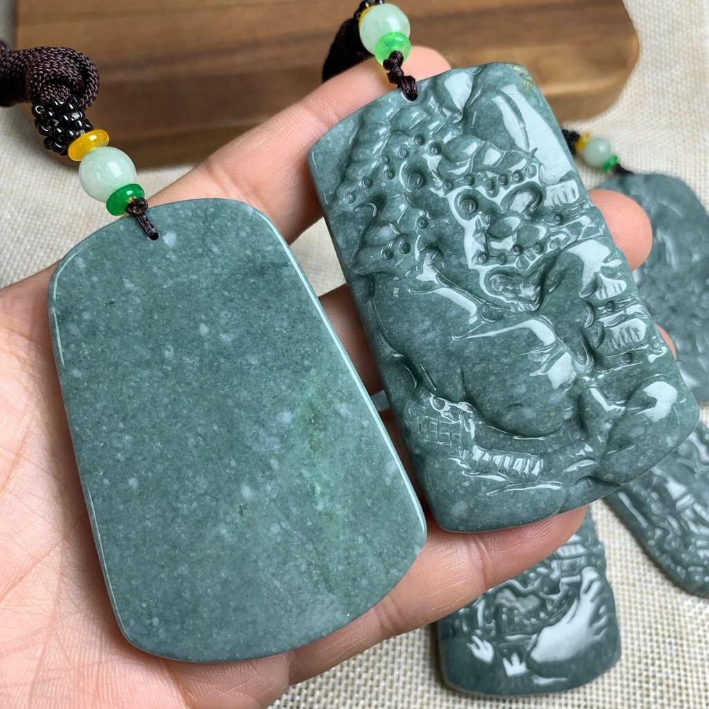A-Grade Natural Jade Landscape Carving Pendant Ornament - Chinese Style Handicraft