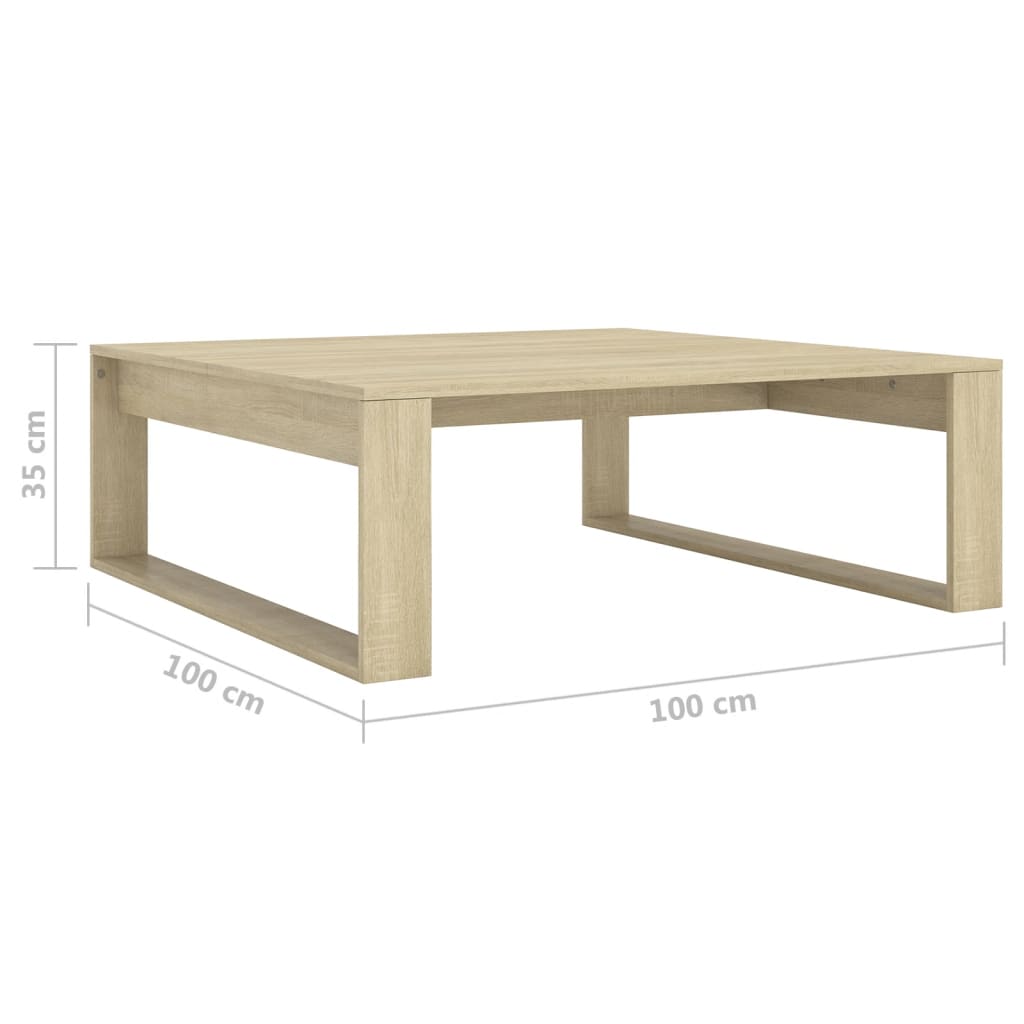  Coffee Table, Sonoma Oak, 100x100x35 Cm