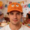Expressionless Orange Face Golf Hat Extended Brim Adjustable Fit Baseball Cap Cartoon Design Casual Outdoor Hat