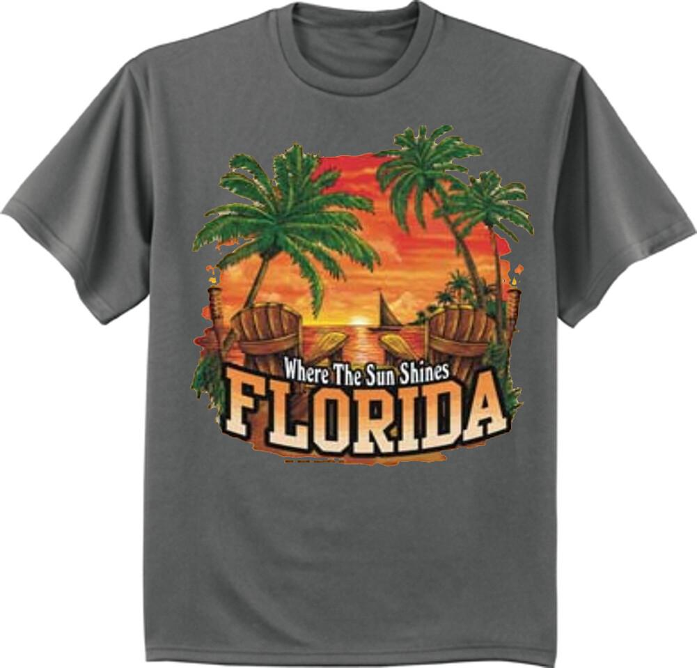 Florida Sunset Palm Trees SouvenirT-shirt Gifts Mens Graphic Tee M