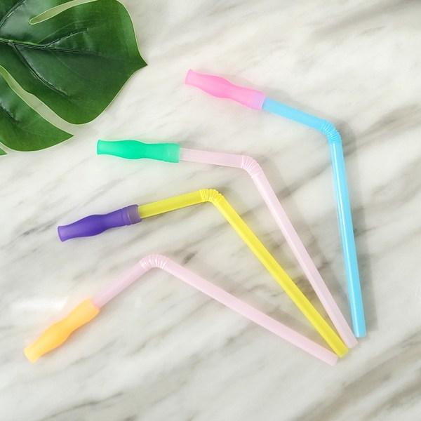 Agaphra silicone straw top, mixed colors, 4 pieces