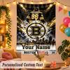 Boston Bruins Personalized Wall Tapestry Custom Name Text Polyester Hanging Decor Home Room