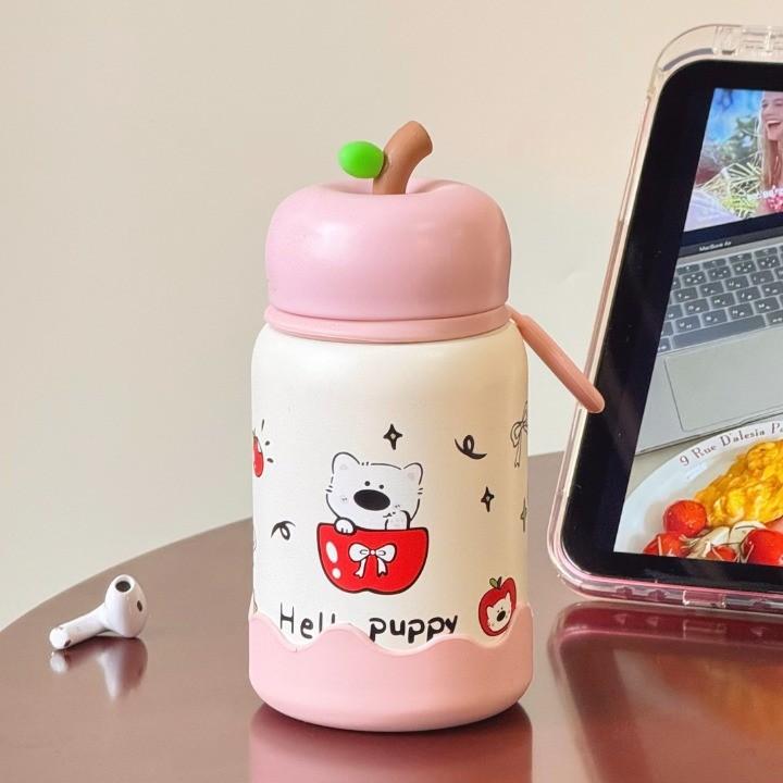 Thermos cup women s high-value mini pocket cup, lifting ring, direct drinking mouth drinking cup 340ml