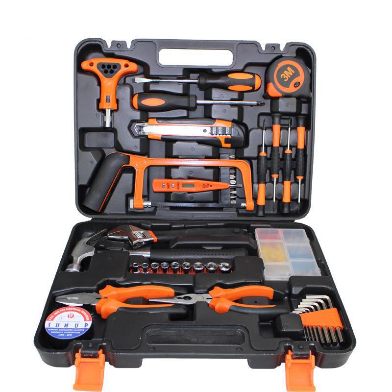 Household Hardware Tool Set: Electric & Impact Drill Combo with Toolbox for Vehicle Repair