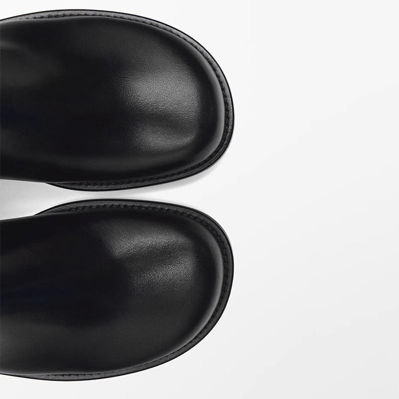 Women's Genuine Leather Chelsea Boots, British Style Short Boots, Elastic Cuff Slip-on Boots