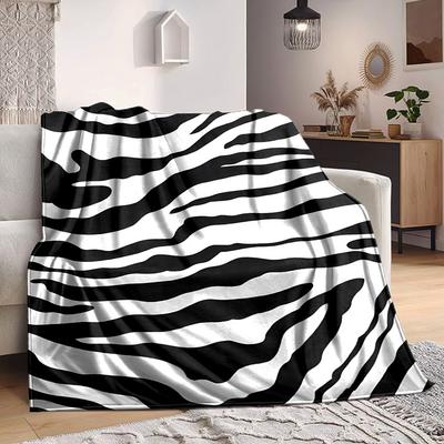1pc Zebra Print Blanket Warm, Cozy, And Soft, Suitable for Sofas, Beds, Cars, And Office Use.Perfect for Camping And Travel, Making It a Great Gift Fo