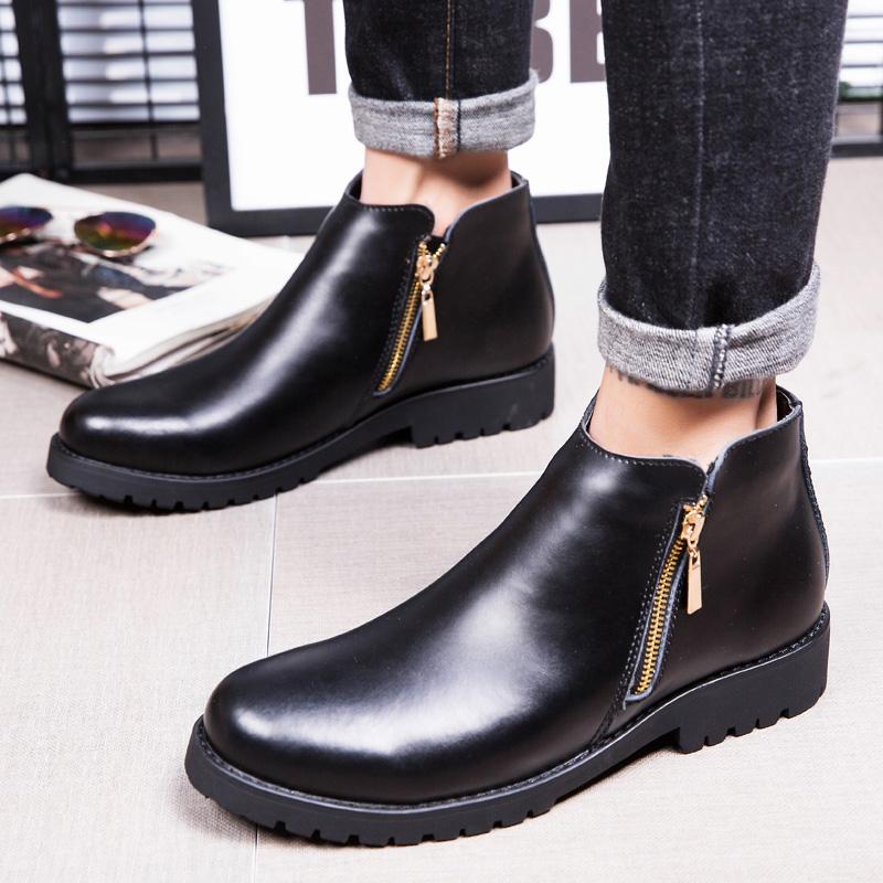 Genuine Leather Classic Male Ankle Boots 2024 High Quality Desert Boots Side Zipper All-match Motorcycle Boots