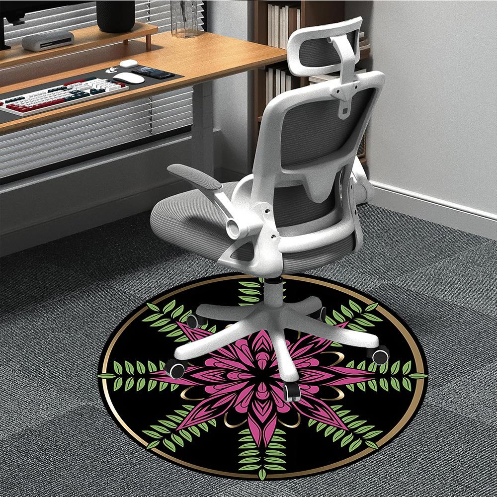 

1PC Floral Mandala Design Office Round Rug, Non slip, Soft and Durable Office Rug for Interior Decoration, Perfect for Office 80cm