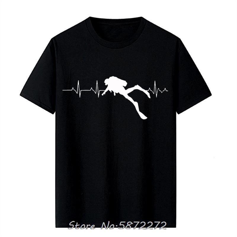 

Scuba Dive Heart Beat Best Gift For Diver TShirts Oversized T Shirt Cotton Fitness Tshirt Unisex Tees Tops Mens Clothing S