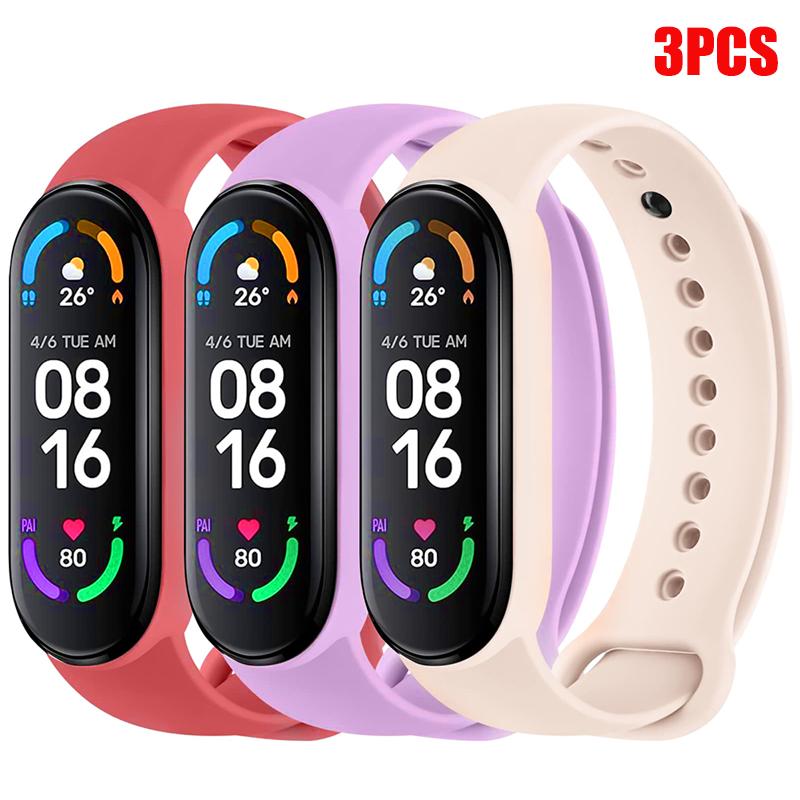 1-3Pcs Official Watchband For Mi Band 7 6 4 5 3 Bracelet Xiaomi Mi Band Strap Silicone Sport Replacement Smartwatch Accessories