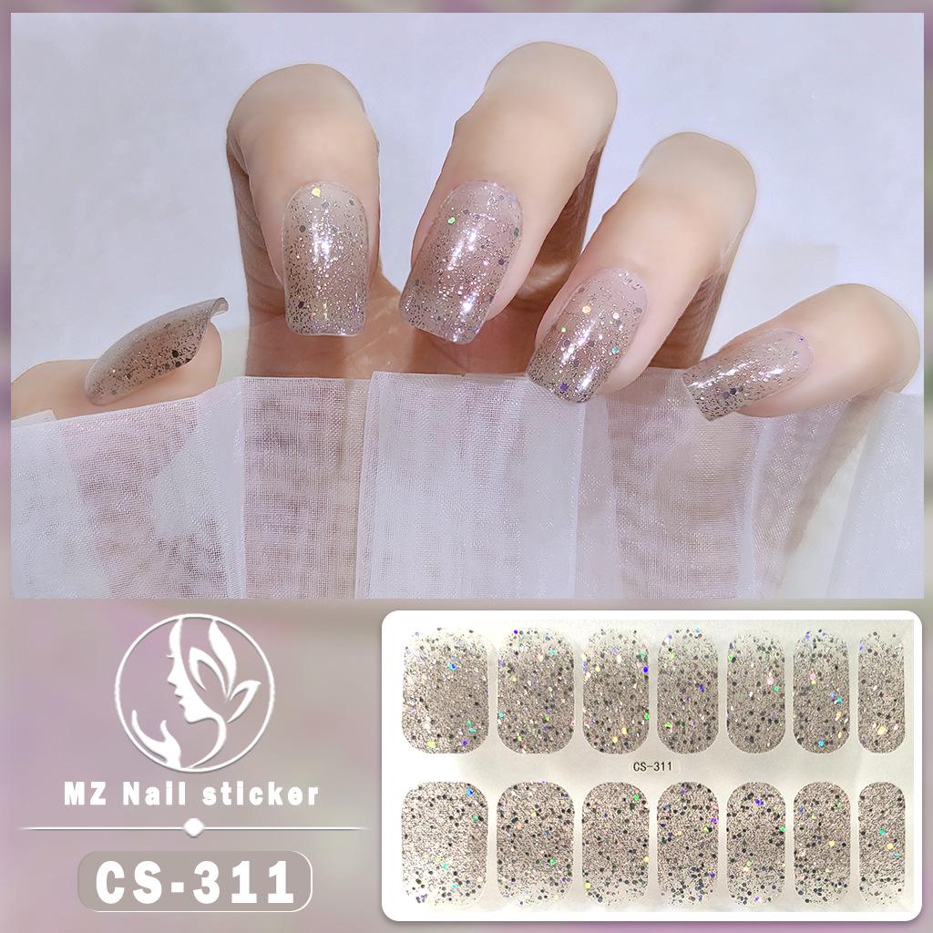 CS Waterproof No-Bake Gel Nail Polish: Full-Cover Korean-Style Multi-Color Glitter Nail Art Stickers