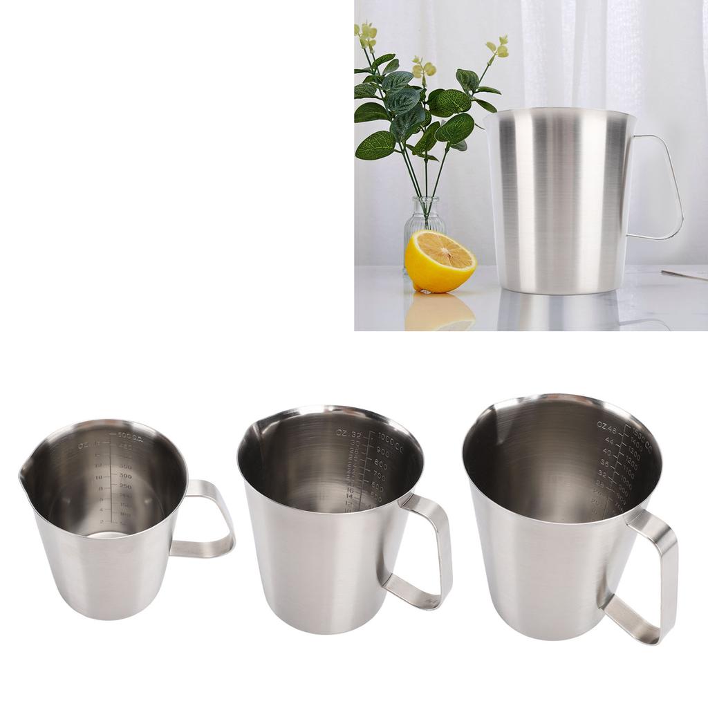 Measuring Cup with Markings Spout 304 Stainless Steel Easy to Clean Milk Frothing Pitcher for Coffee Kitchen
