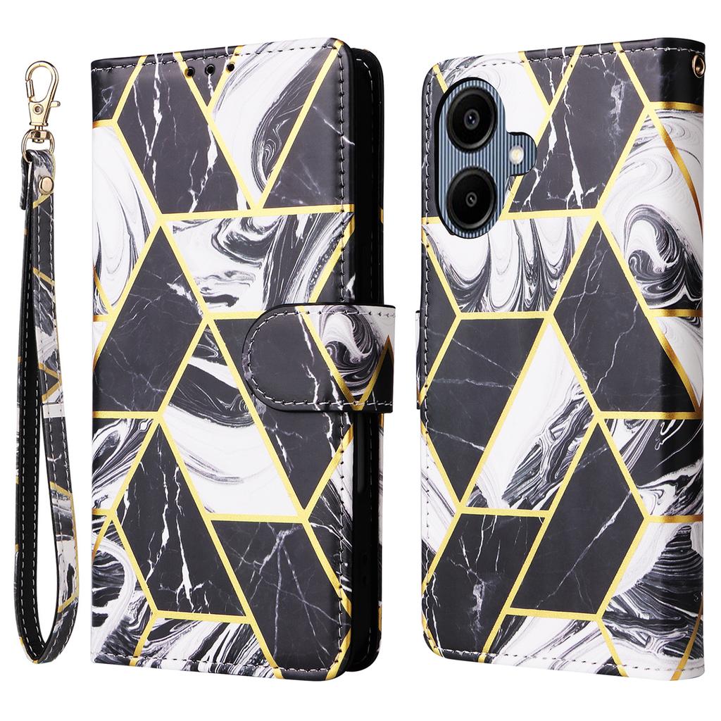 For Samsung Galaxy A06 4G Case Lacquered Marble Pattern Leather Phone Cover