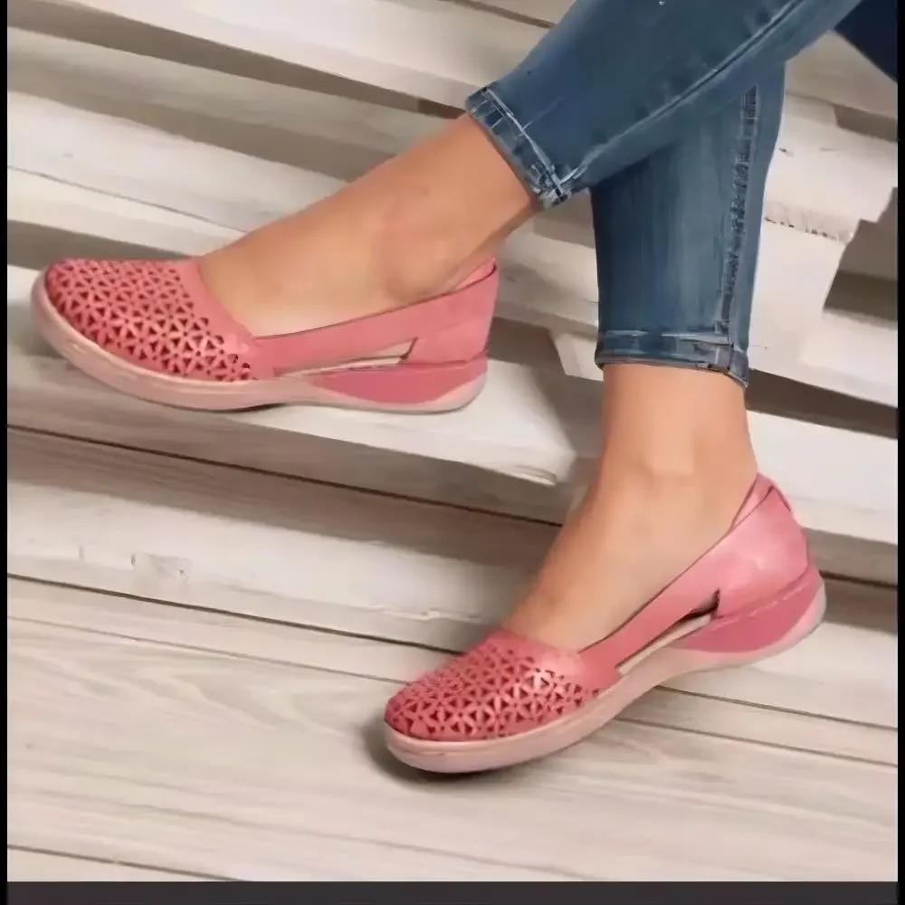 Women Wedges Sandals Hollow Out Vintage Woman Shoes Slip On Casual Sewing Ladies Sandal Female Summer