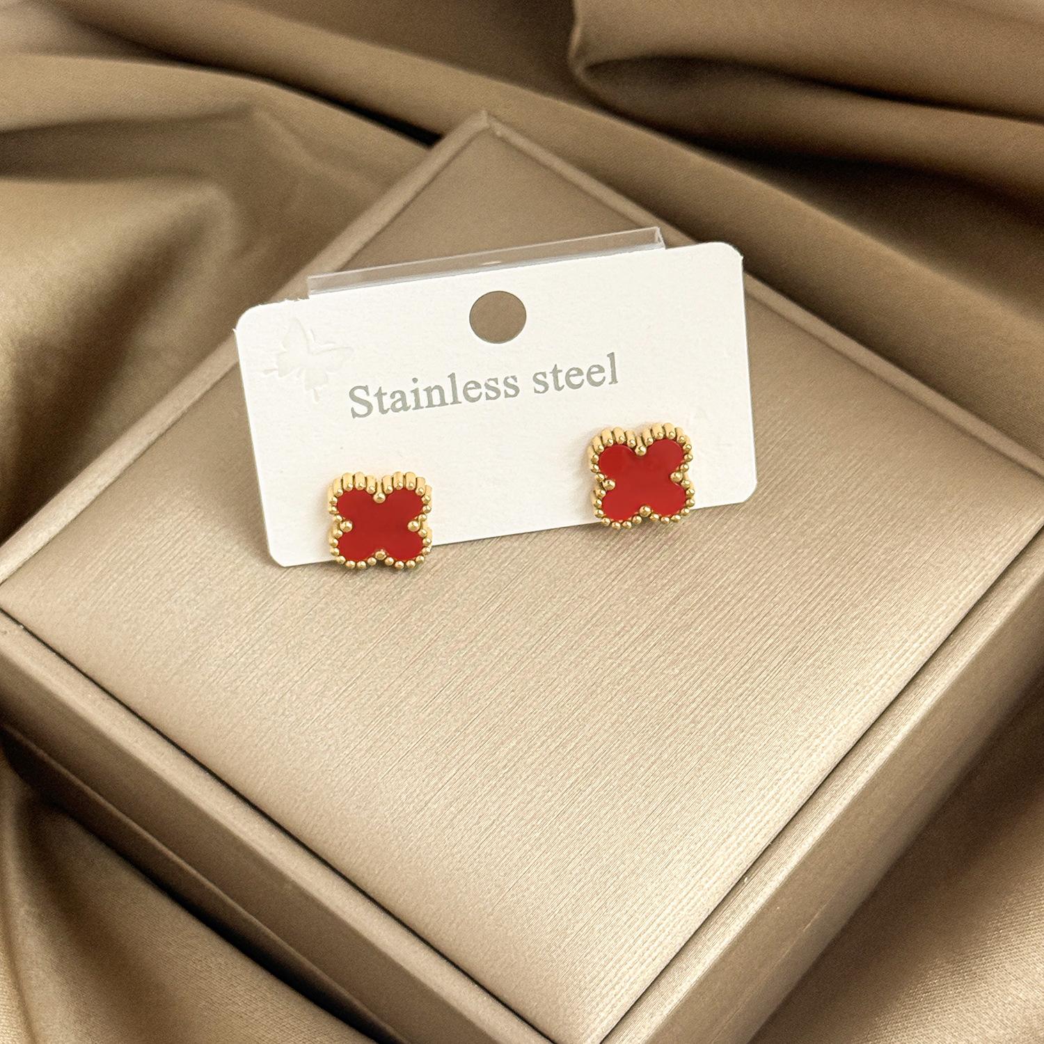 

Серьги Четырехлистный клевер 13 мм, 18K вакуумное электролитическое покрытие, не тускнеющие женские серьги