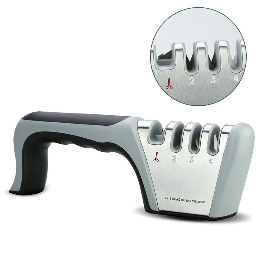1Pc Knife Sharpener Tool 4-In-1 Coated Fine Rod Knife Shears&Scissors Sharpening Stone System Stainless Steel Blades