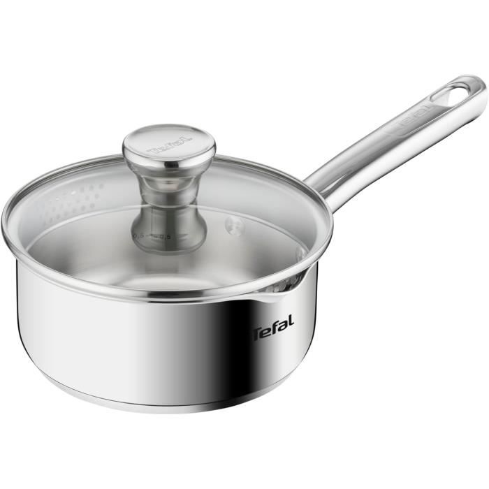 Casserole - Tefal - Duetto A7052265 - 16 cm - Acier inoxydable 18/10 - Couvercle filtrant