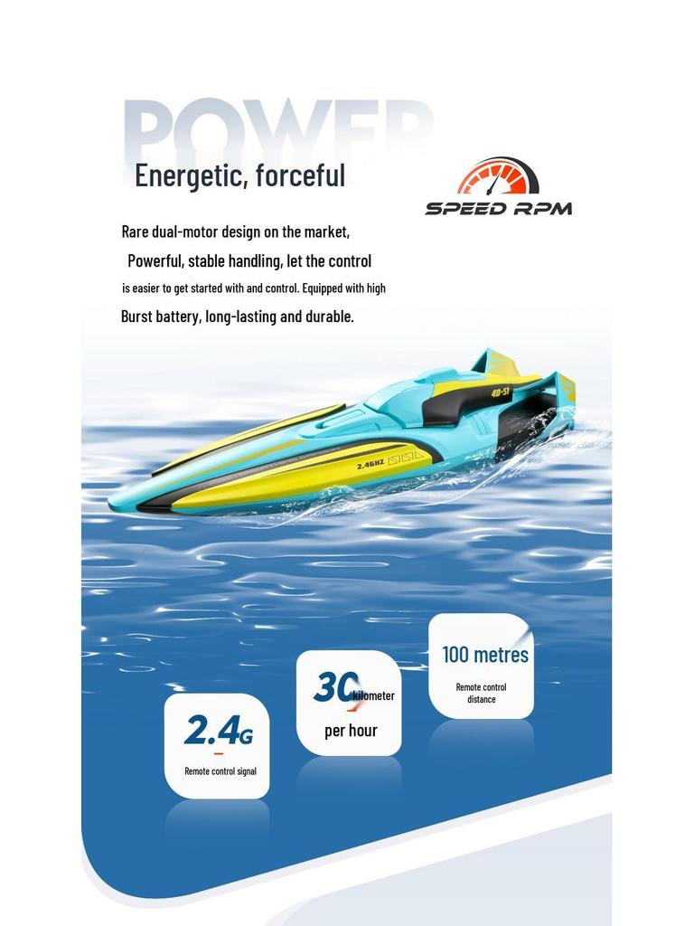 S1 High-Speed Remote Control Boat: Wireless Electric, Long Endurance, 2.4G Large Model Watercraft Toy for Kids