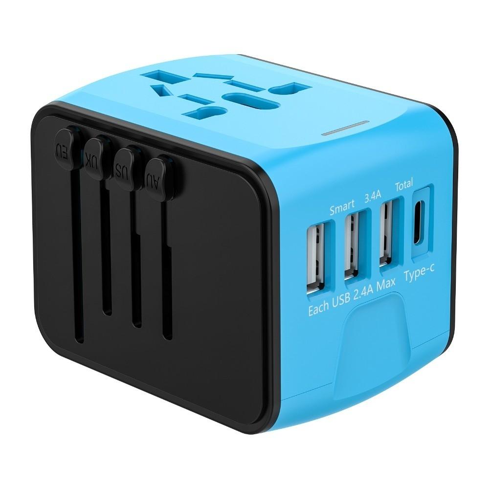 Hochgeschwindigkeits-Reiseadapter für internationale Reisen, 4 USB-Anschlüsse, GaN-Reiseadapter, UK/AU/EU/US