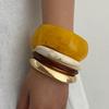 Vintage Amber Smudged Acrylic Wide Bracelet, Exaggerated Wind Geometric Smooth Resin Bracelet