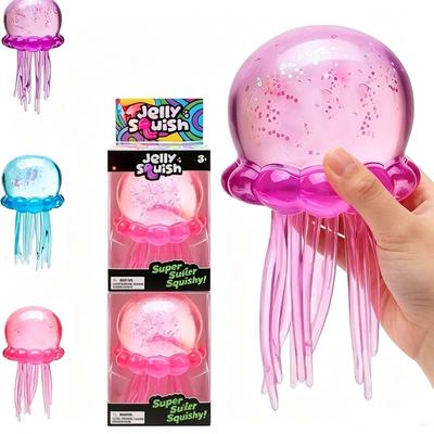 New Trending Jellyfish & Cube Squish Toy, Soft Jelly Squeeze Stress Relief Fidget Toy, Sensory For Kids & Adults
